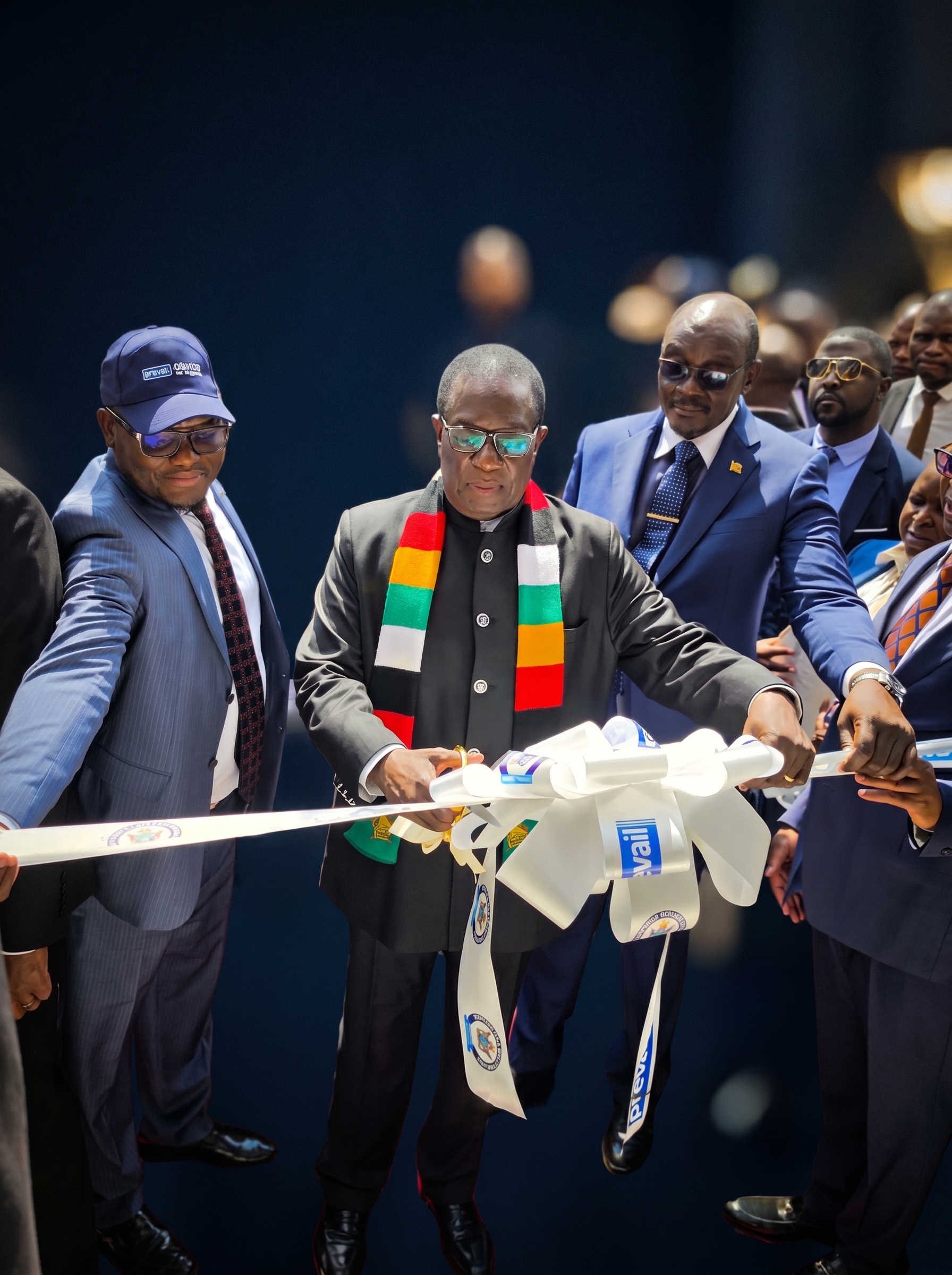 Dr Paul Tungwarara opening a Prevail Group project alongside President Mnangagwa