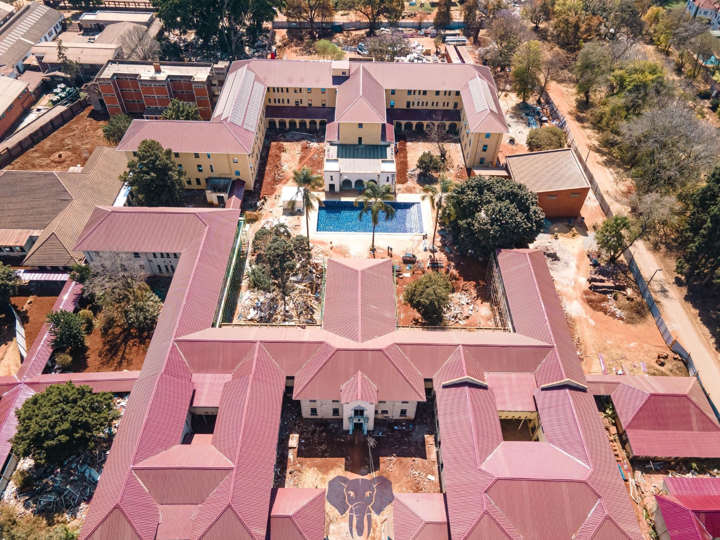Aerial view of Parirenyatwa Group of Hospitals during the Presidential Hospital Rehabilitation Programme